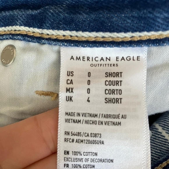 American Eagle High Rise Mom Jean Carpenter Painter Stripe Size 0 SHORT - Picture 4 of 5